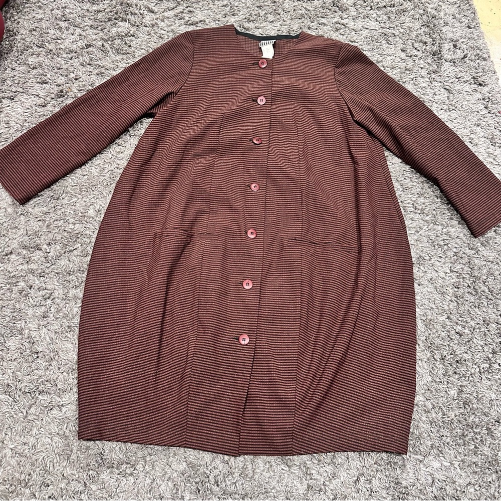 Vintage French Lilith Wool Plaid Dress Coat Art to Wear Unique Maximalist
